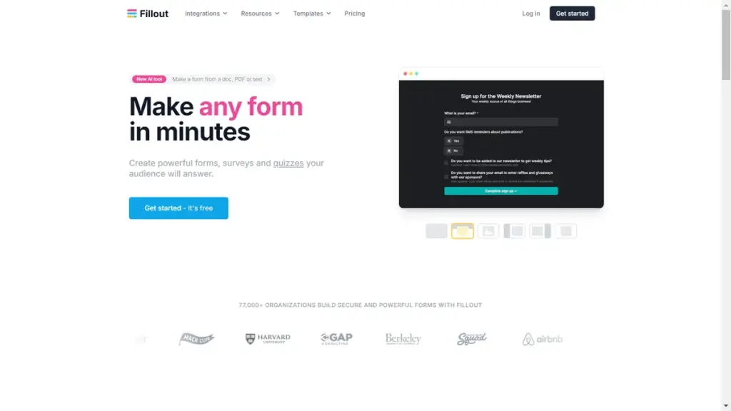 Hero Image of Fillout.com