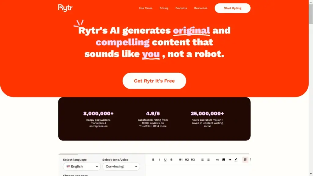 Hero Image of Rytr - Best AI Writer, Content Generator & Writing Assistant